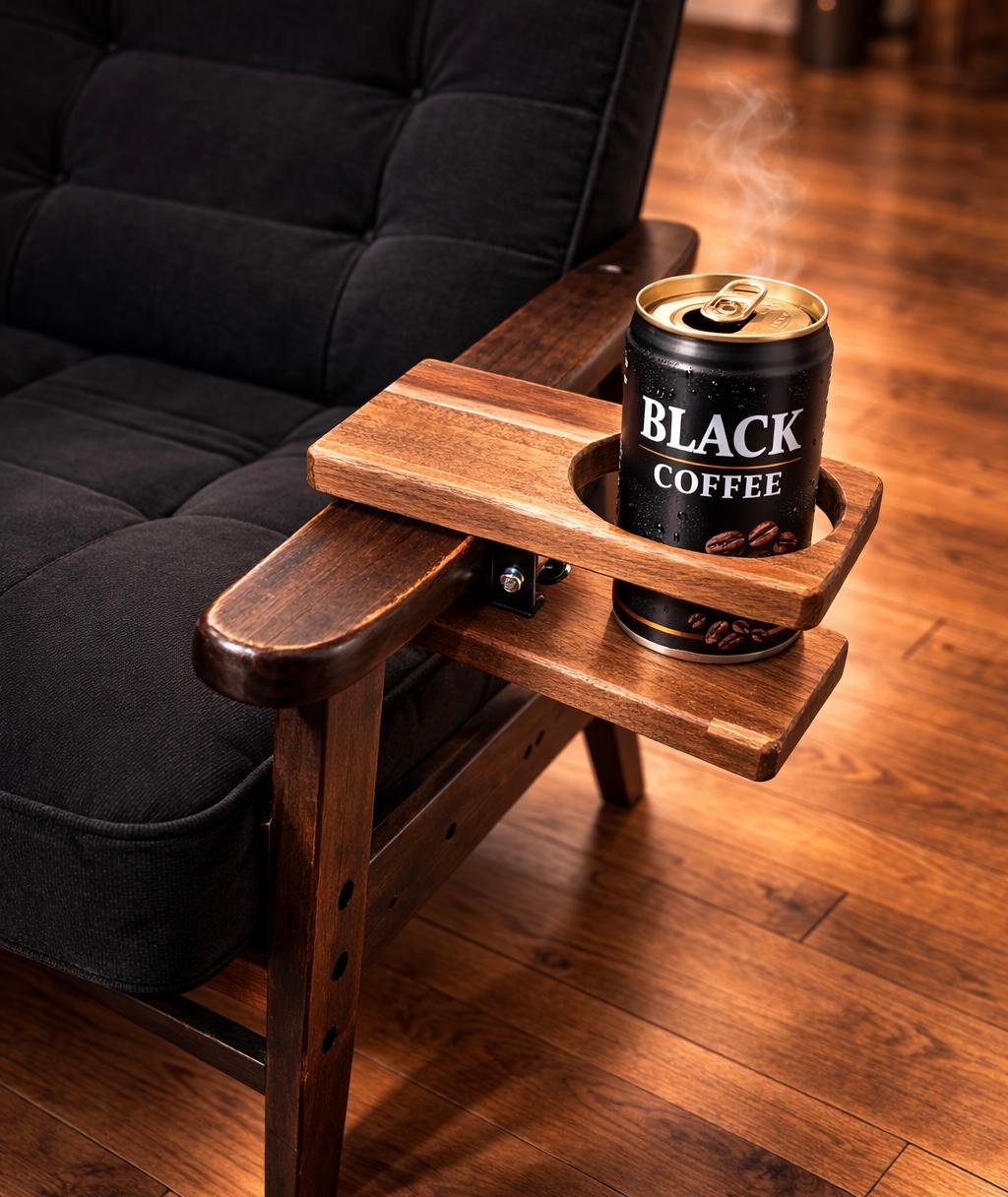 無垢材クリップ式ドリンクホルダー｜ウォールナット／アカシア | 2枚目