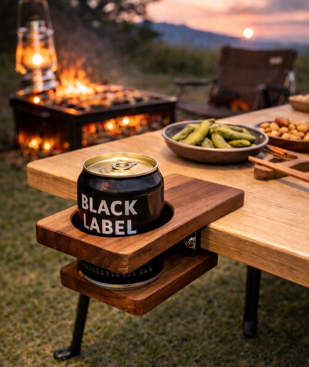 無垢材クリップ式ドリンクホルダー｜ウォールナット／アカシア | 4枚目