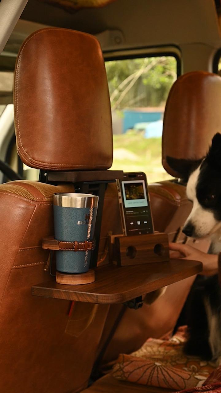 【ウォールナット】後部座席用の車載デスク｜移動できる書斎 | 16枚目