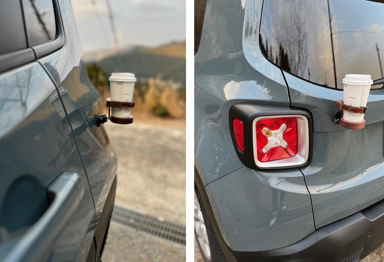 自在マグネット付ドリンクホルダー 車中泊 本革 ウォールナット カー用品 便利グッズ 木製 お洒落 | 16枚目