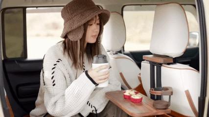 自在マグネット付ドリンクホルダー 車中泊 本革 ウォールナット カー用品 便利グッズ 木製 お洒落 | 3枚目