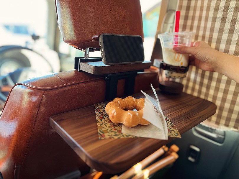 自在マグネット付ドリンクホルダー 車中泊 本革 ウォールナット カー用品 便利グッズ 木製 お洒落 | 5枚目