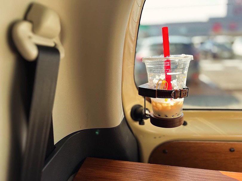 自在マグネット付ドリンクホルダー 車中泊 本革 ウォールナット カー用品 便利グッズ 木製 お洒落 | 8枚目