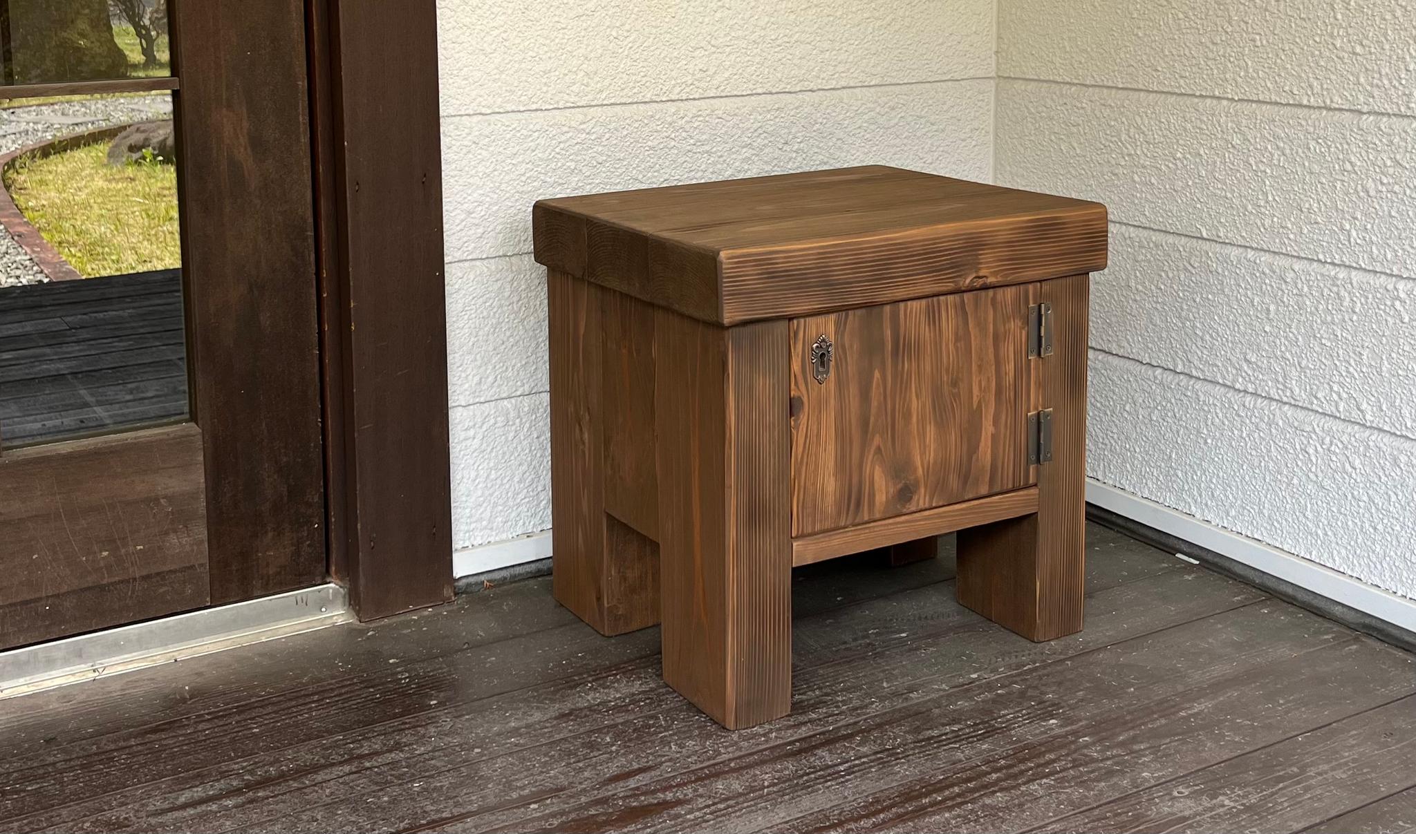 木製収納ガーデンミニベンチ 宅配ボックス 置き配 | 8枚目