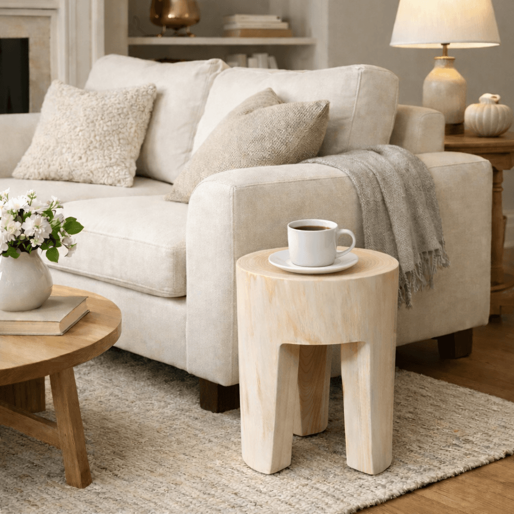 ヒノキ香る天然無垢丸太スツール|森を歩くようにリラックスできる! 椅子 チェア 丸太 切り株 木製 腰掛け 花台1枚目の画像