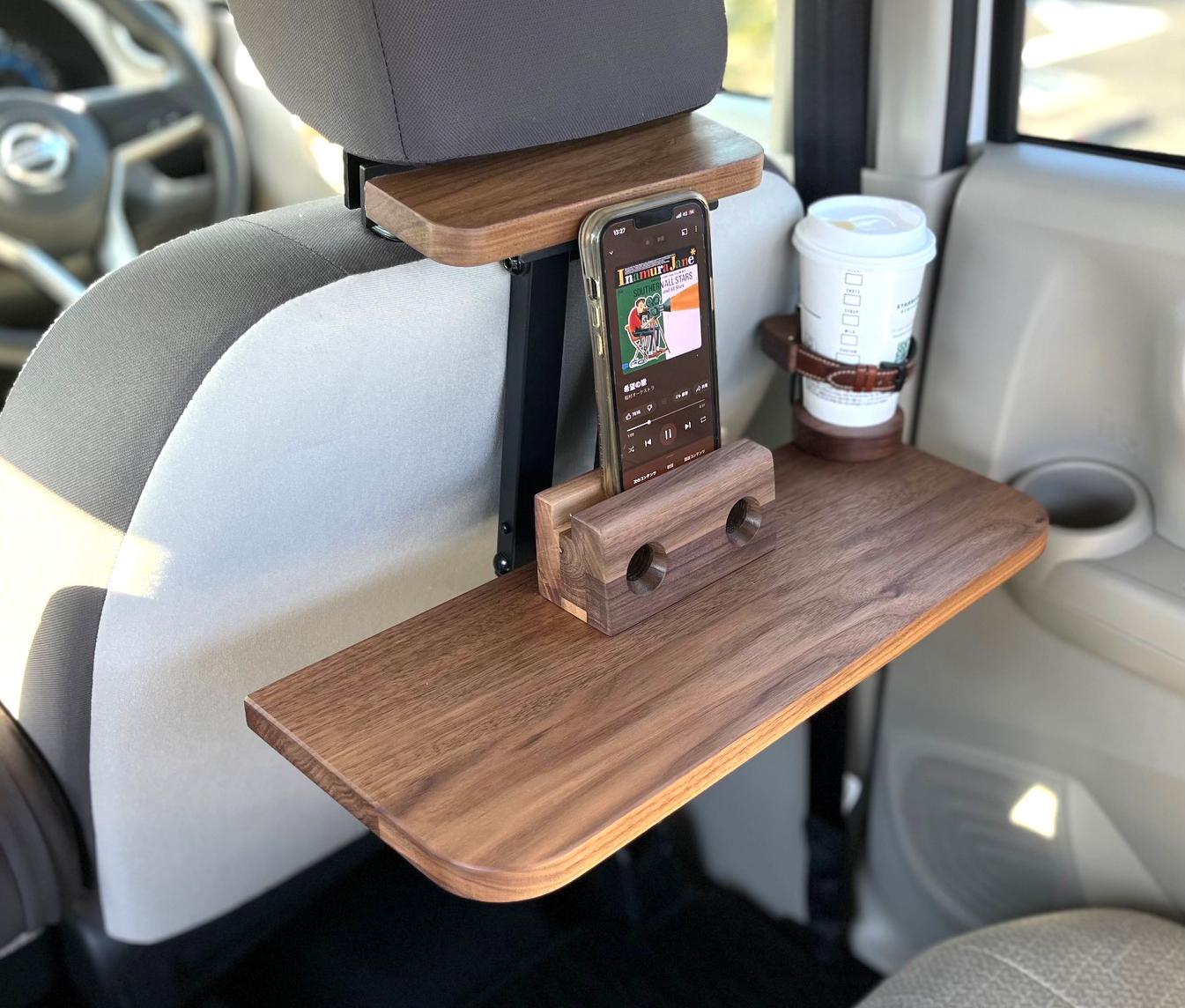 【パイン集成材】後部座席用の車載デスク 移動できる書斎 車中泊 テーブル ランチ ワークデスク オンラインミーティング | 8枚目