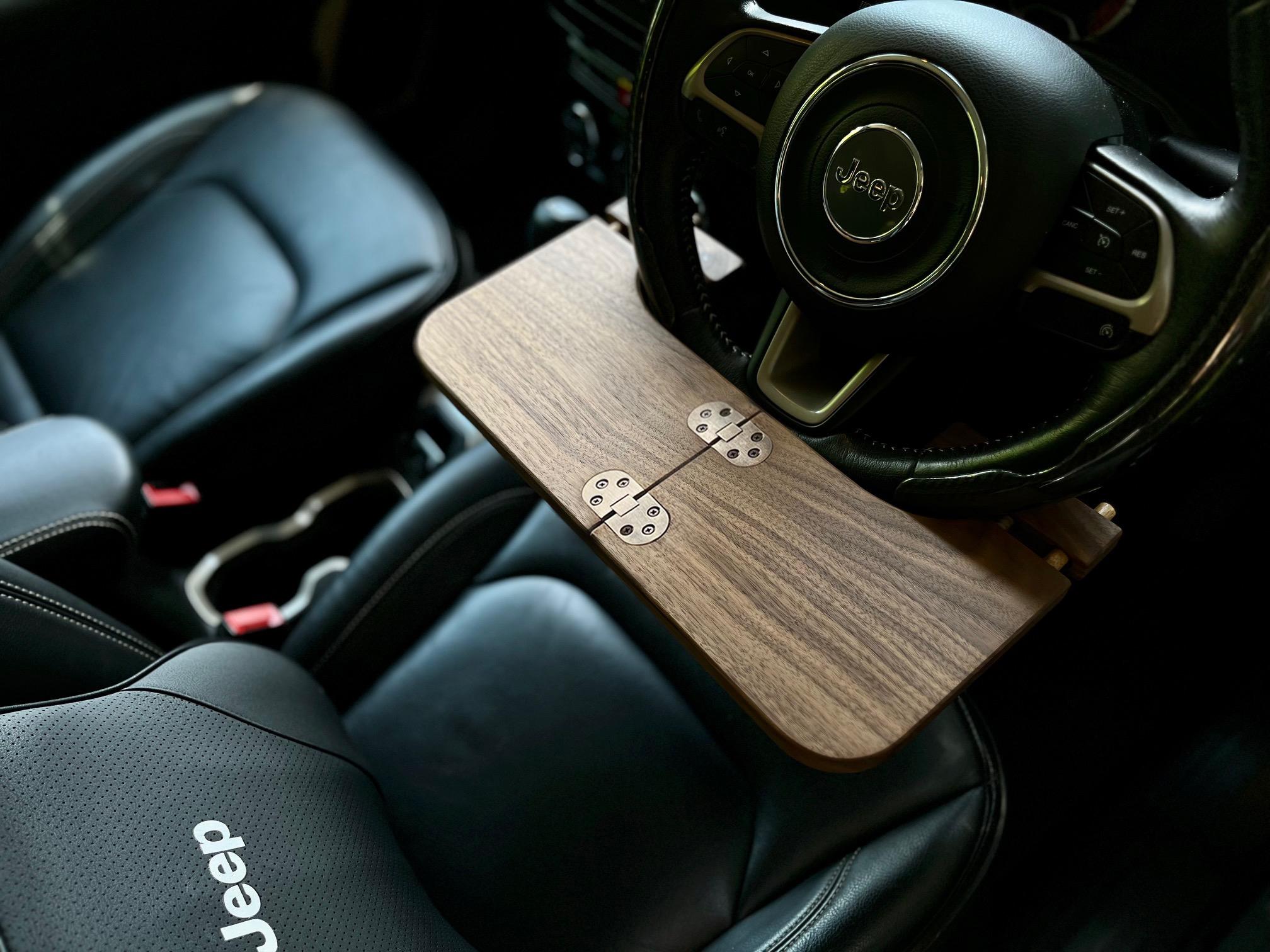 【ウォールナット】折りたためる車載デスク 移動できる書斎 車中泊 車 テーブル オンラインミーティング ワークデスク1枚目の画像