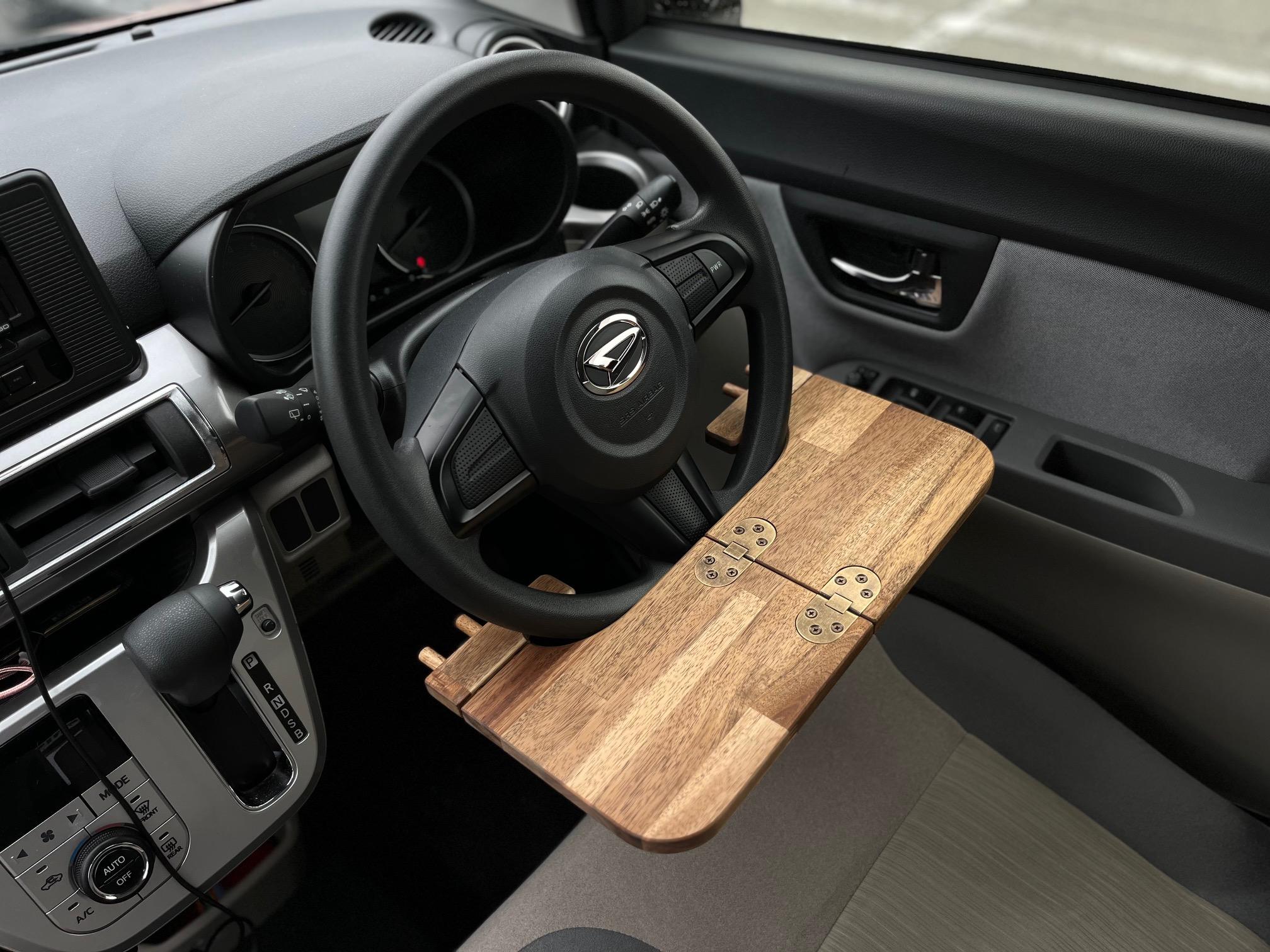 【ウォールナット】折りたためる車載デスク 移動できる書斎 車中泊 車 テーブル オンラインミーティング ワークデスク | 16枚目