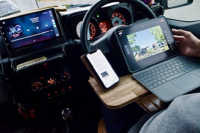 【ウォールナット】折りたためる車載デスク 移動できる書斎 車中泊 車 テーブル オンラインミーティング ワークデスク | 8枚目