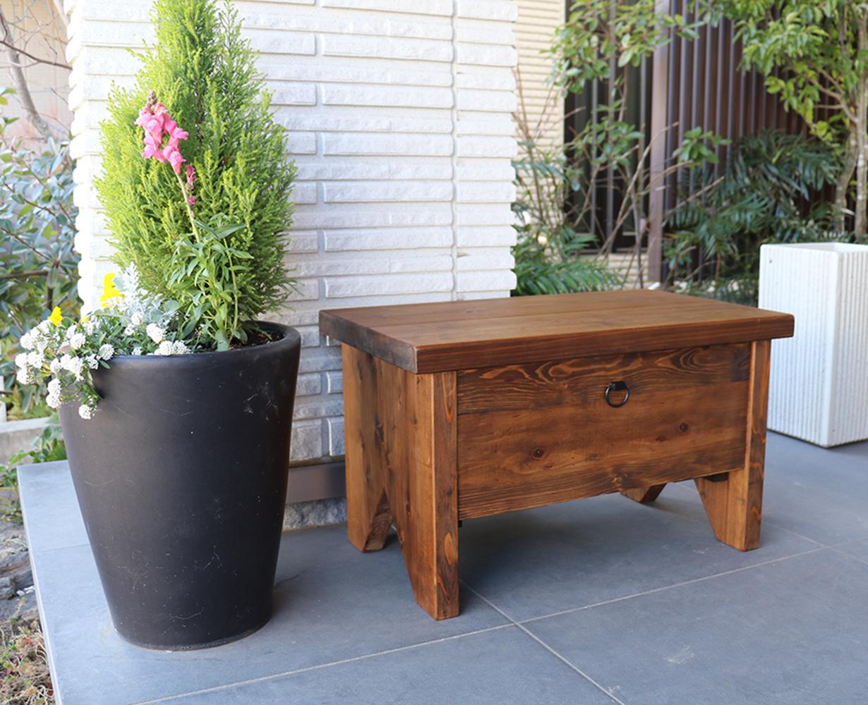 木製収納ベンチ テーブル 置き配 宅配ボックス | 2枚目