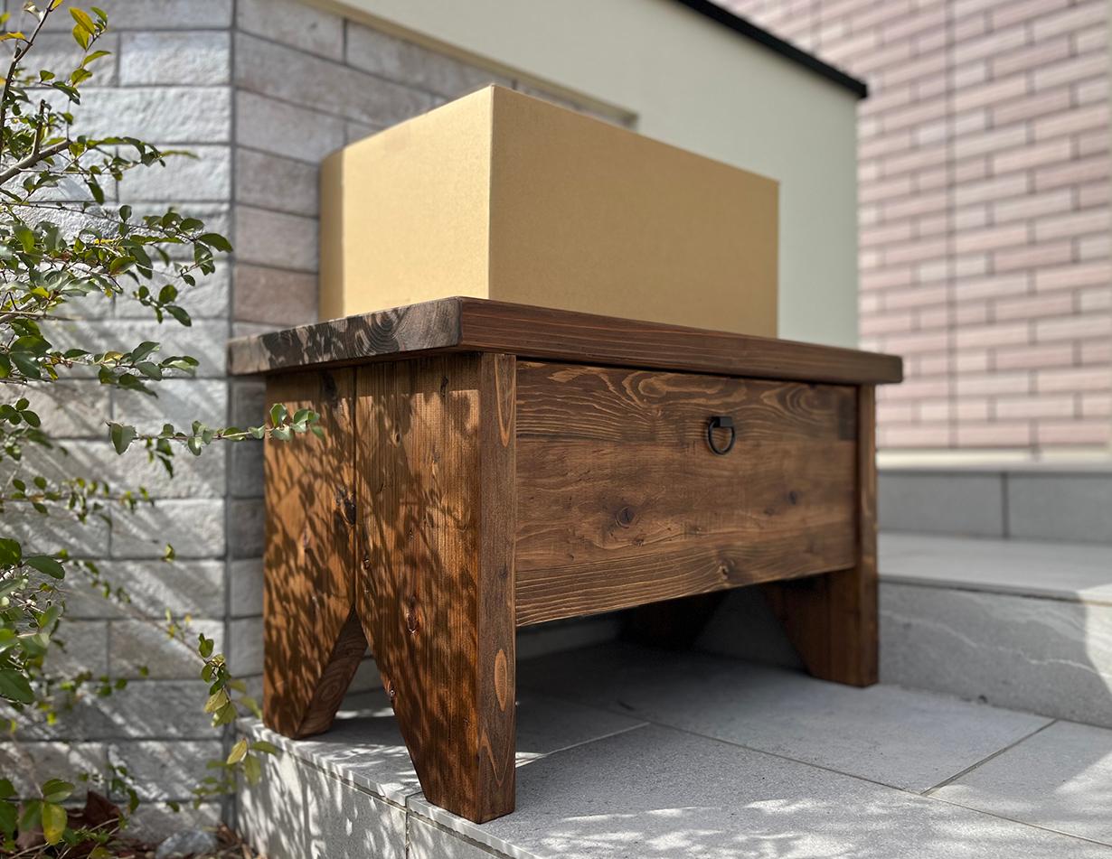 木製収納ベンチ テーブル 置き配 宅配ボックス | 3枚目