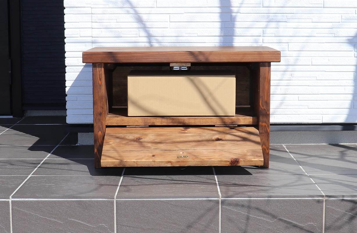 木製収納ベンチ テーブル 置き配 宅配ボックス | 4枚目